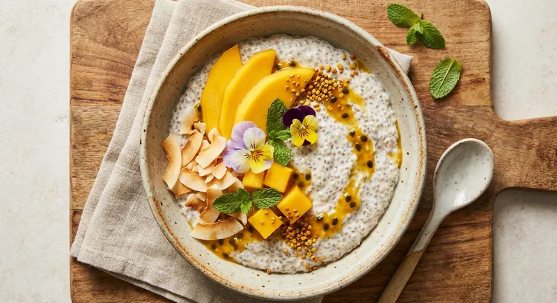Coconut Chia Pudding with Mango & Toasted Coconut