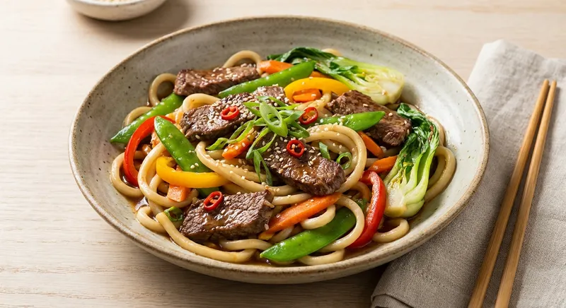 Beef & Vegetable Stir-Fry with Udon Noodles