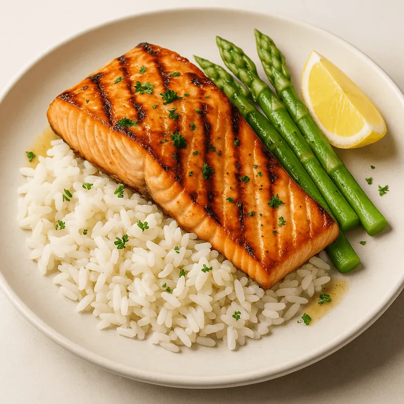 Grilled Salmon with Rice