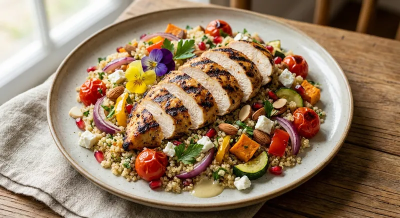 Grilled Chicken & Quinoa Salad with Roasted Veg