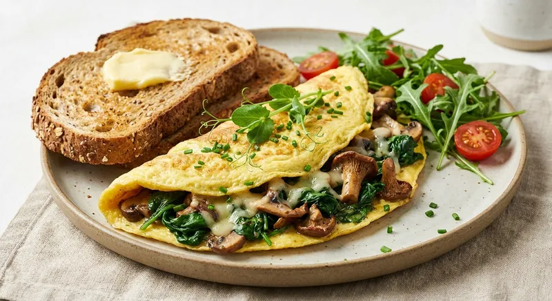 Spinach & Mushroom Omelette with Whole-Grain Toast