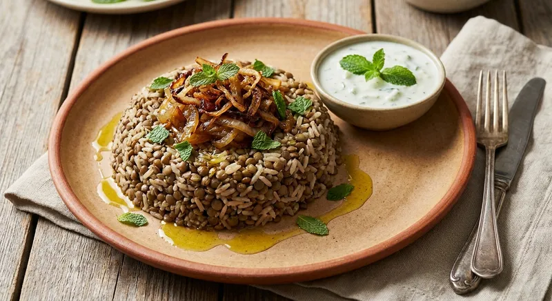 Mujaddara with Cucumber Mint Yogurt