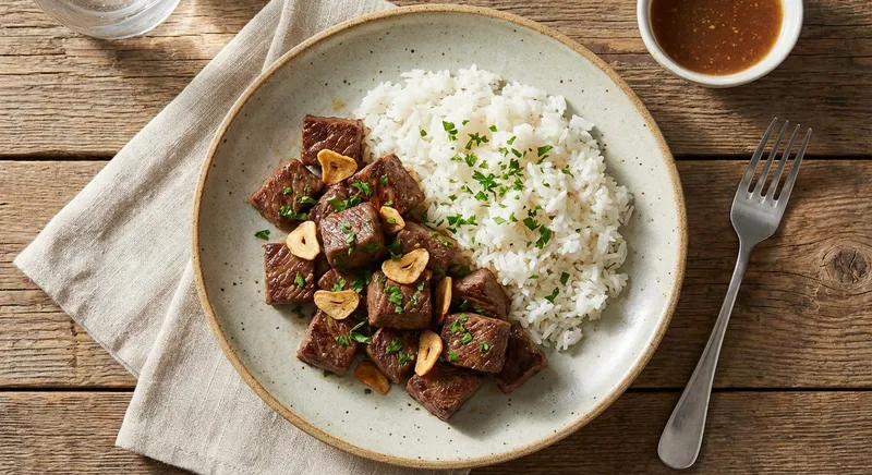 Butter Garlic Beef with Rice