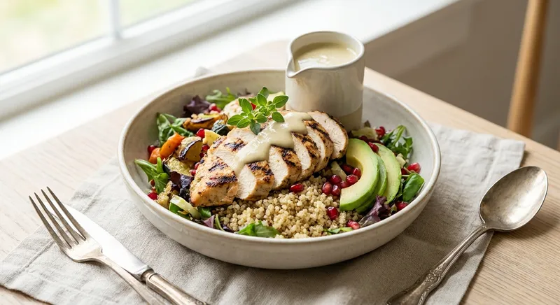 Grilled Chicken & Quinoa Power Salad with Lemon‑Tahini Dressing