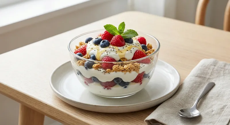Greek Yogurt Berry Parfait with Granola & Chia