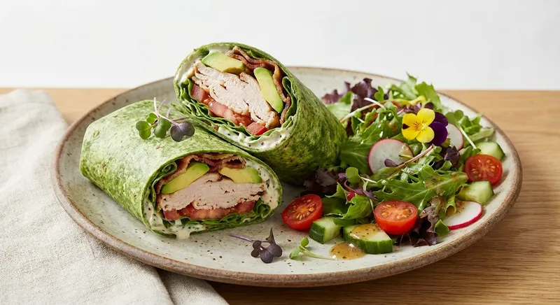 Turkey & Avocado Whole-Grain Wrap with Mixed-Greens Salad