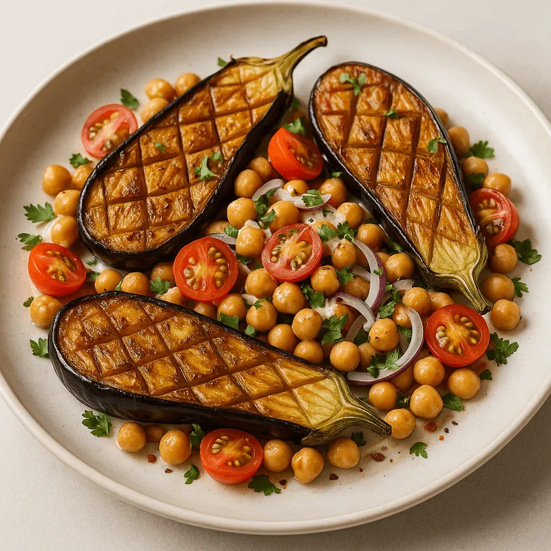 Roasted Eggplant & Chickpea Salad