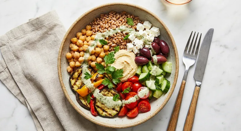 Mediterranean Farro and Chickpea Grain Bowl