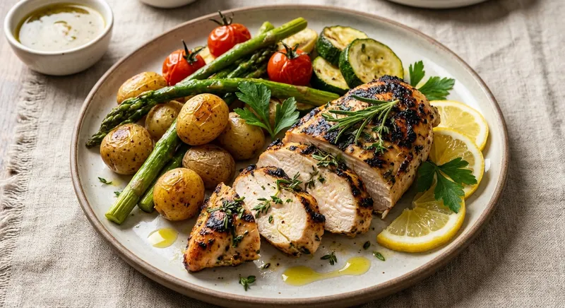 Grilled Lemon Herb Chicken with Veggies