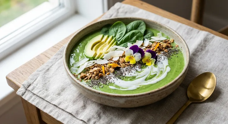 Creamy Avocado & Spinach Green Smoothie Bowl
