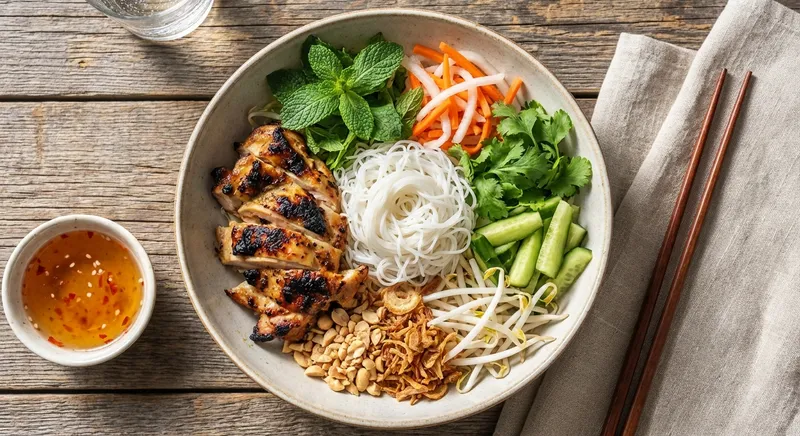 Vietnamese-style Rice Noodle Salad with Grilled Chicken