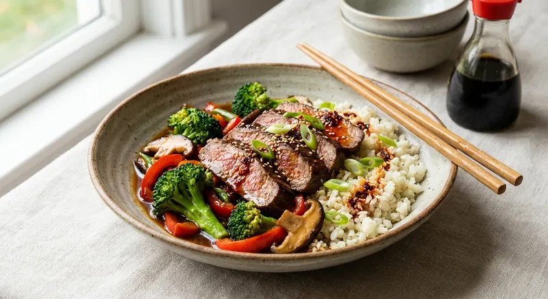 Asian-Style Beef & Broccoli Stir-Fry with Cauliflower Rice