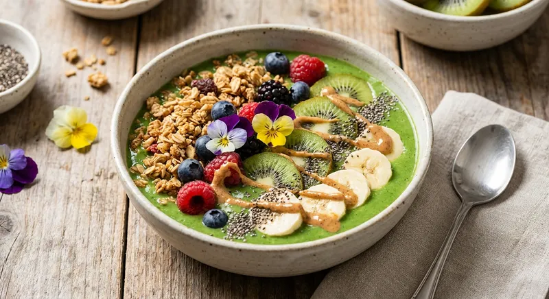 Green Protein Smoothie Bowl with Granola