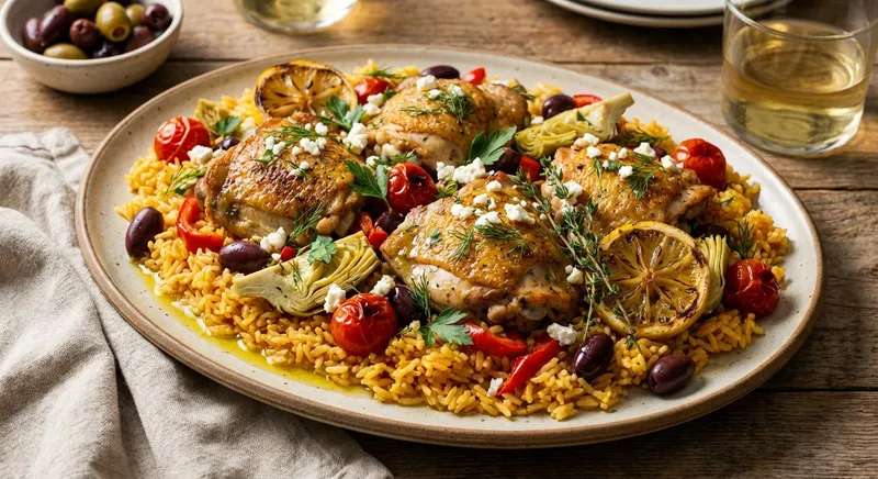 Garlic‑Scented One‑Pot Chicken & Rice (Mediterranean‑Style)