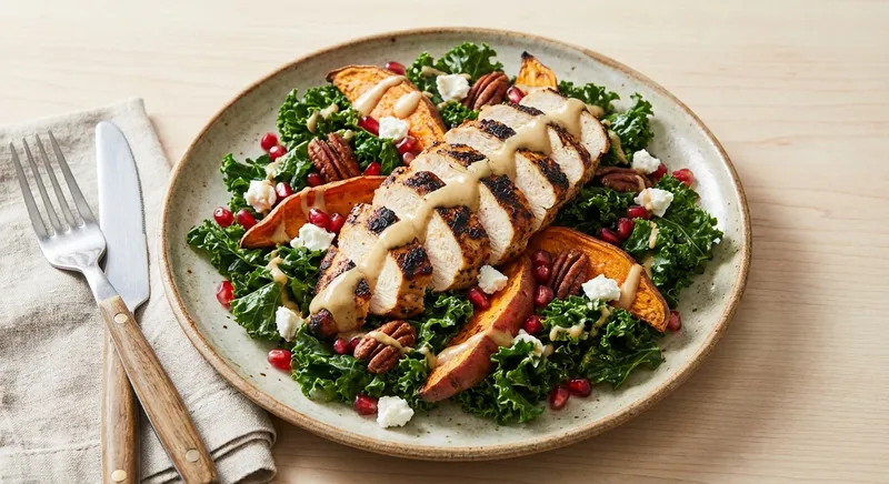 Grilled Chicken, Roasted Sweet Potato & Kale Salad