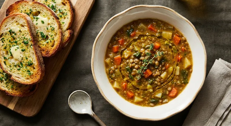 Simple Hearty Soup and Fresh Herb Bread