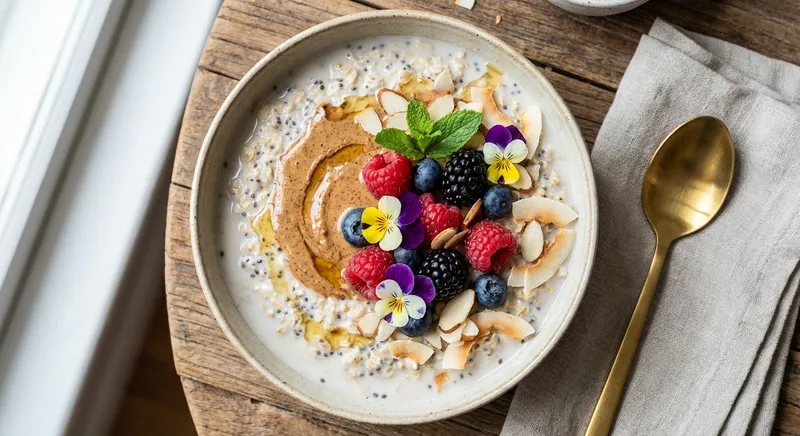 Overnight Oats with Berries & Almond Butter