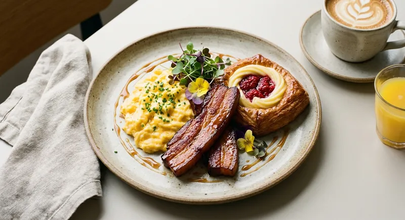 Eggs and Bacon with Danish