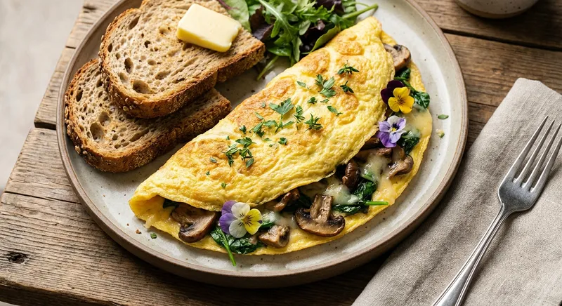 Spinach & Mushroom Omelette with Whole-Grain Toast