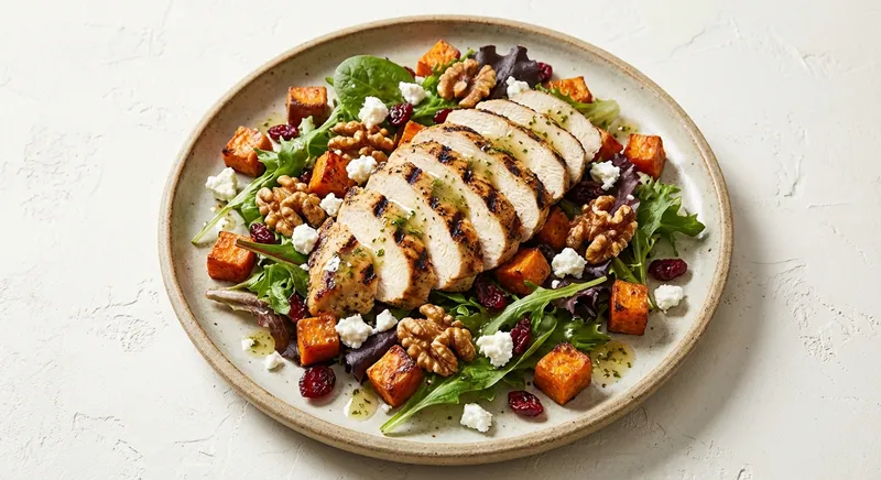 Grilled Chicken Salad with Roasted Sweet Potato & Toasted Walnuts