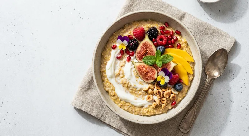 Masala Oats with Yogurt and Seasonal Fruit