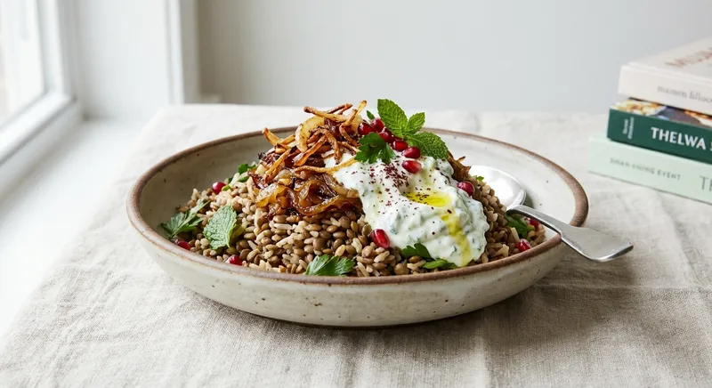 Mujaddara with Cucumber Mint Yogurt