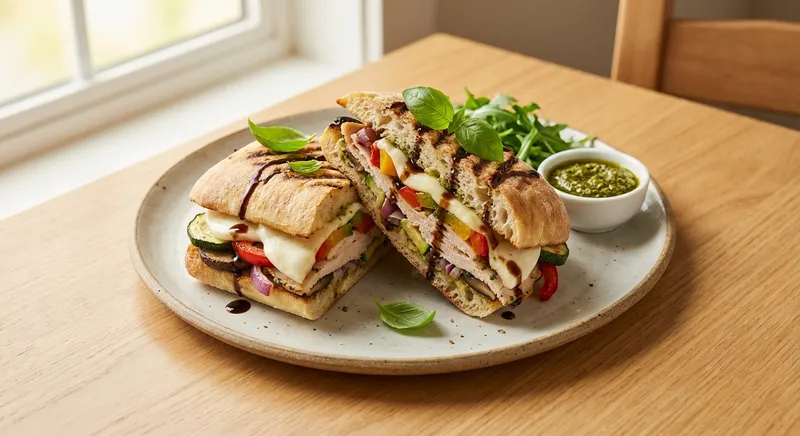 Turkey & Roasted Vegetable Panini with Mozzarella