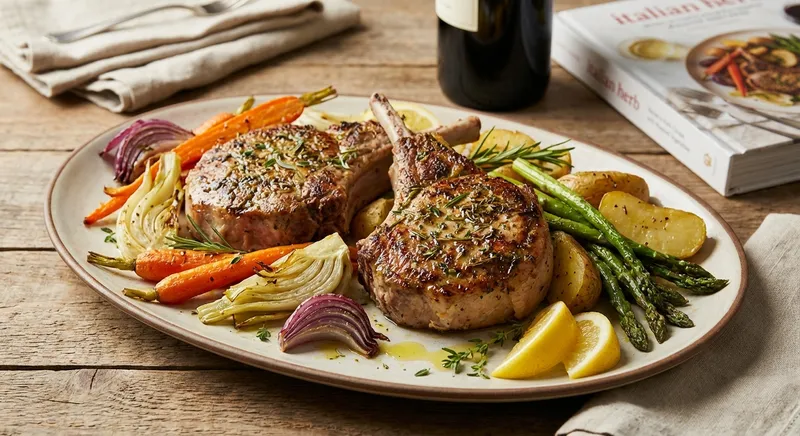 Italian Herb Bone‑In Pork Chops with Roasted Vegetables (Paleo)