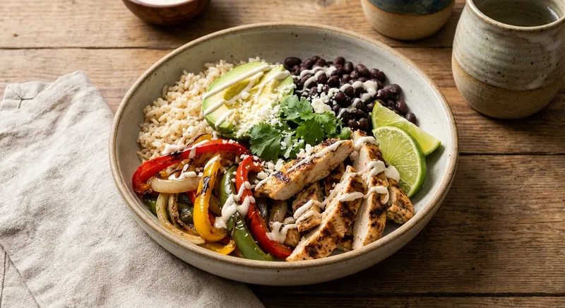 Chicken Fajita Bowls with Brown Rice & Black Beans