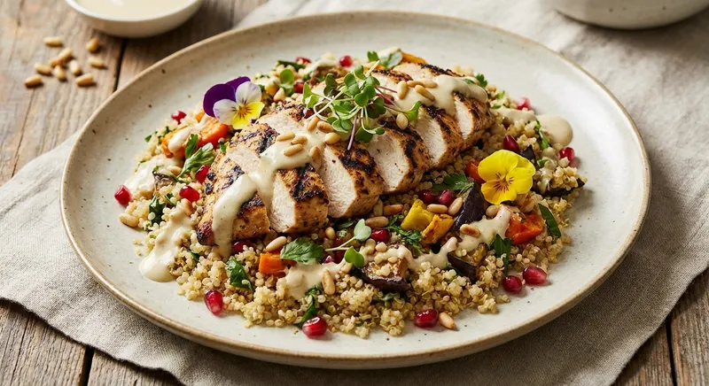 Grilled Chicken & Quinoa Salad with Lemon-Tahini Dressing