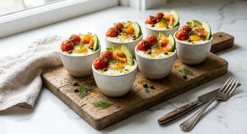 Smoked Salmon & Avocado Egg Cups with Za'atar Tomatoes