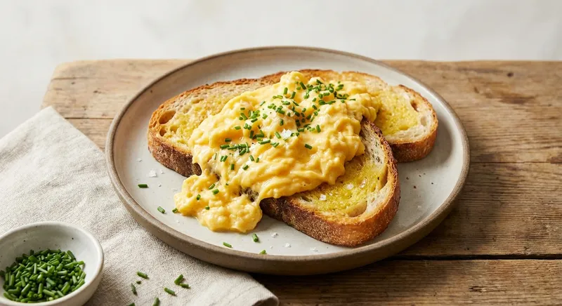 Simple Scrambled Eggs with Toast