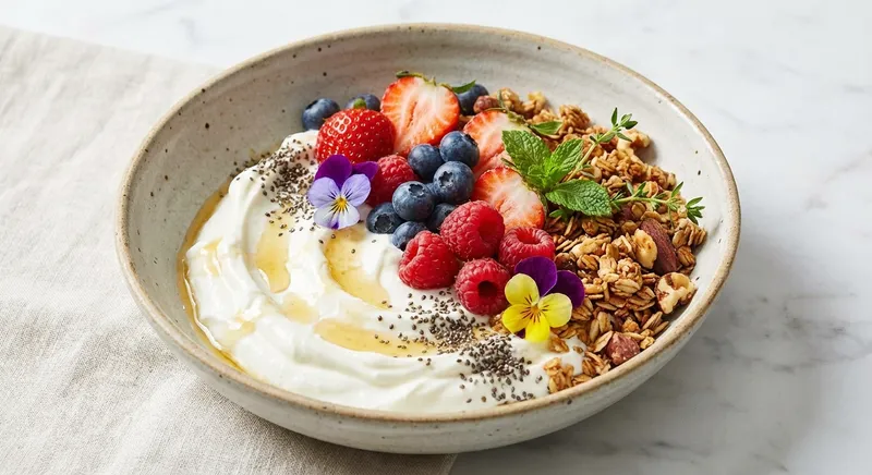 Greek Yogurt Berry Bowl with Granola & Chia