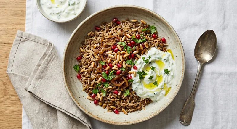 Mujaddara with Cucumber-Mint Yogurt