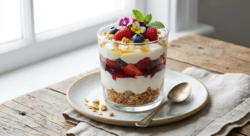 Greek Yogurt Berry Parfait with Granola & Honey