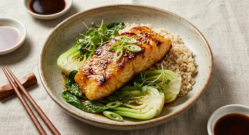 Miso-Glazed Cod with Bok Choy & Brown Rice