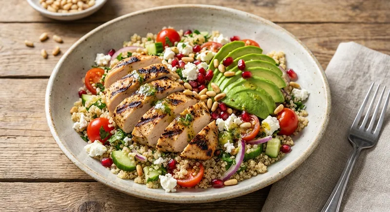 Grilled Chicken & Quinoa Salad with Avocado and Feta