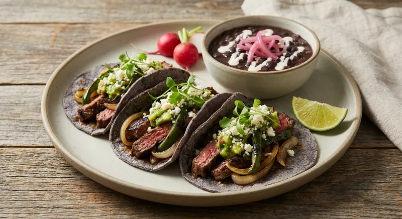 Carne Asada Tacos with Black Beans