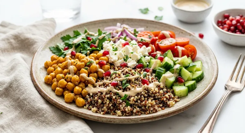Quinoa Salad with Chickpeas, Cucumber & Feta