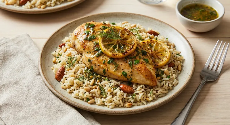 Lemon Herb Chicken with Rice Pilaf