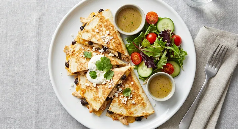 Turkey & Black Bean Quesadillas with Side Salad