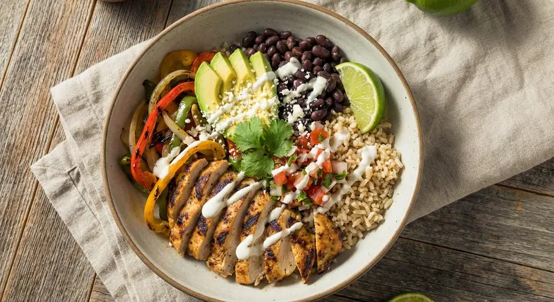 Chicken Fajita Bowls with Brown Rice & Black Beans