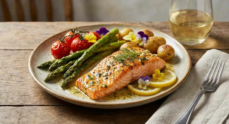 Butter Garlic Salmon with Asparagus