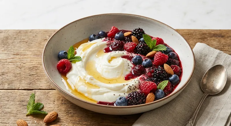 Greek Yogurt with Honey and Chia-Infused Mixed Berries