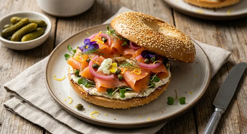 Smoked Salmon Bagel with Light Cream Cheese