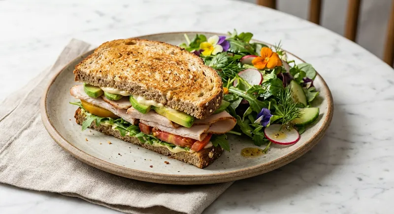Turkey & Avocado Whole-Grain Sandwich with Side Salad
