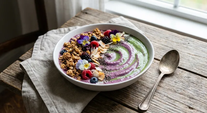 Berry-Spinach Smoothie Bowl with Protein & Granola