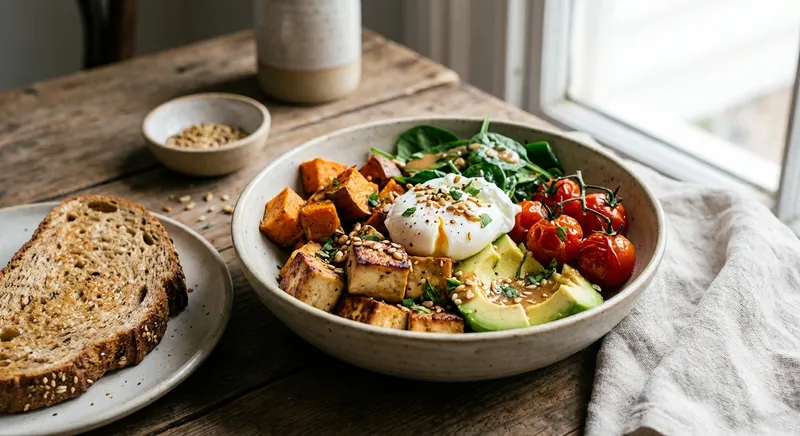 Tofu & Veg Breakfast Bowl with Whole Grain Toast