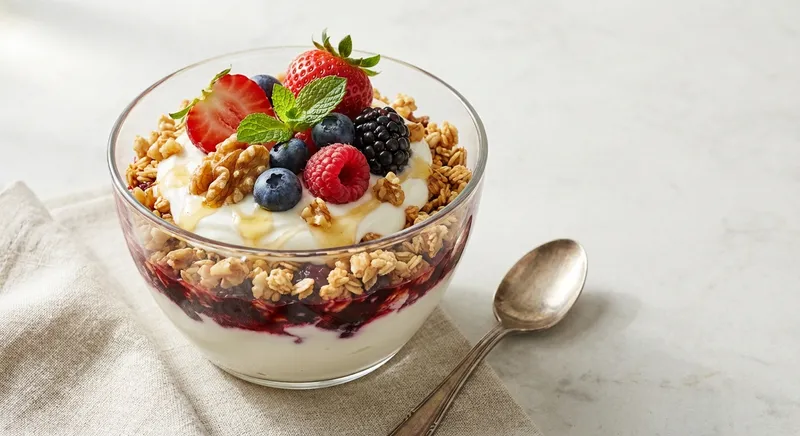 Greek Yogurt Berry Parfait with Granola & Walnuts