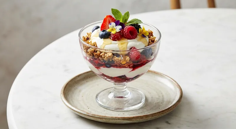 Greek Yogurt Berry Parfait with Granola & Honey